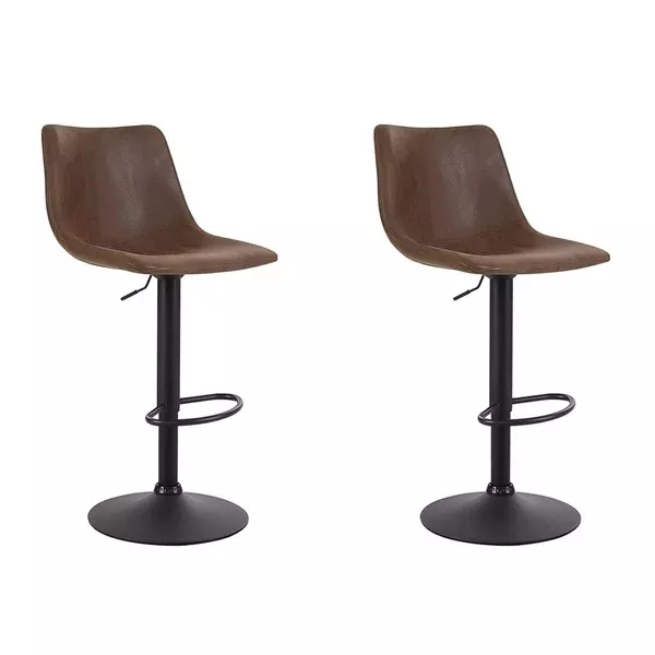 2 Pack Of Bar Stools With Gas Lift And Vintage Fabric Seats
