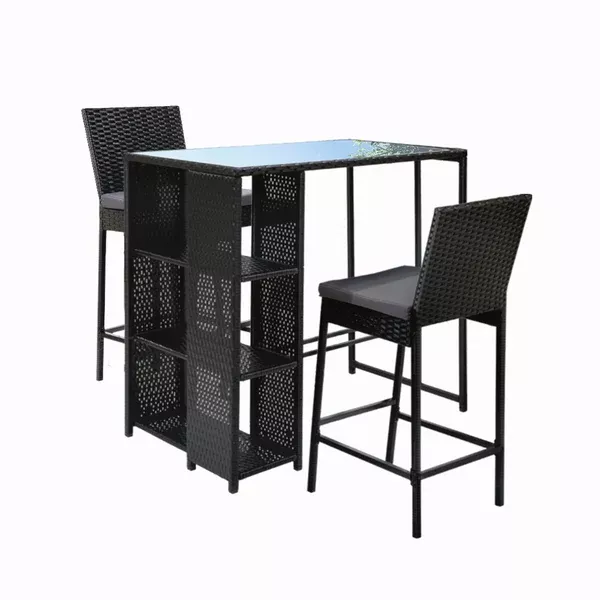 3-Piece Outdoor Patio Bar Table & Stools Set