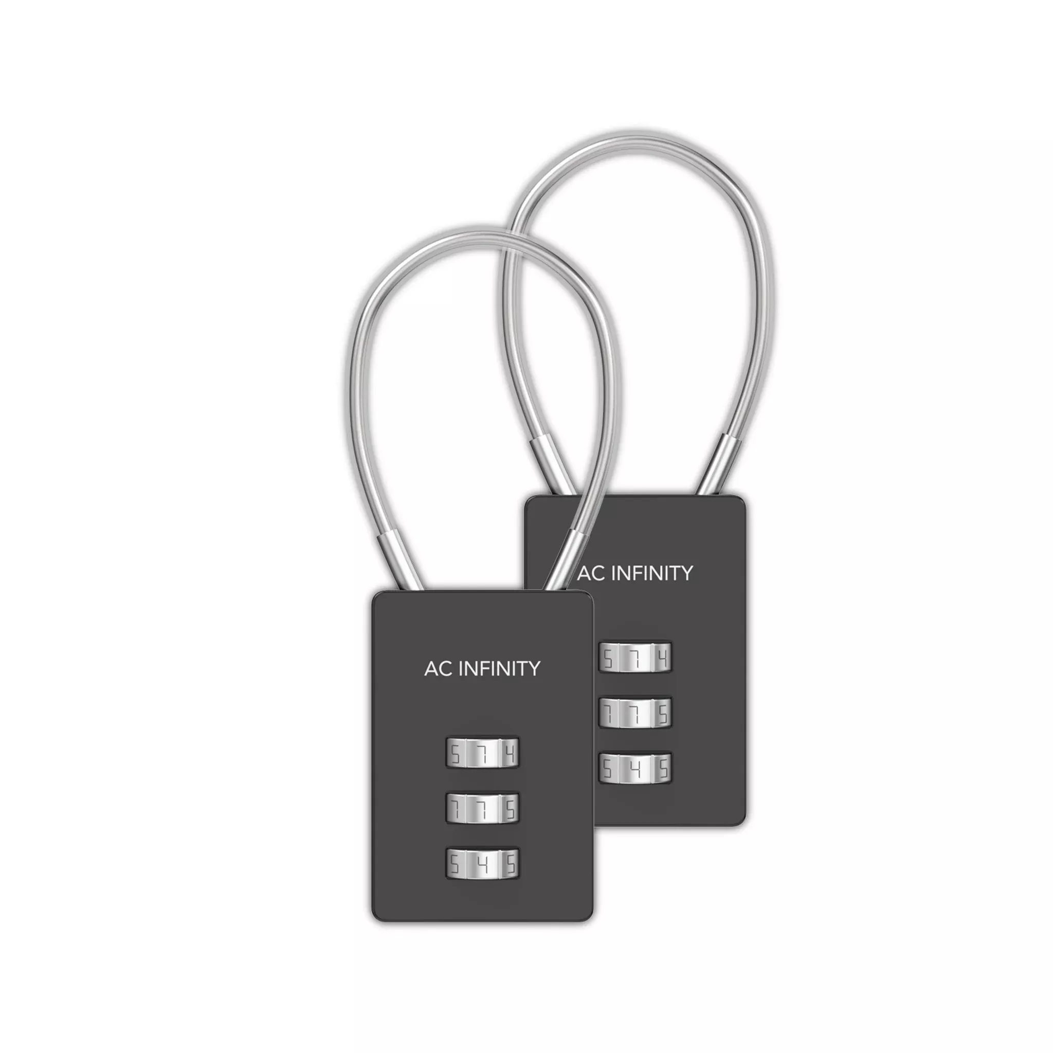 AC Infinity Combination Lock with Flexible Steel Cable Loop, 2-Pack