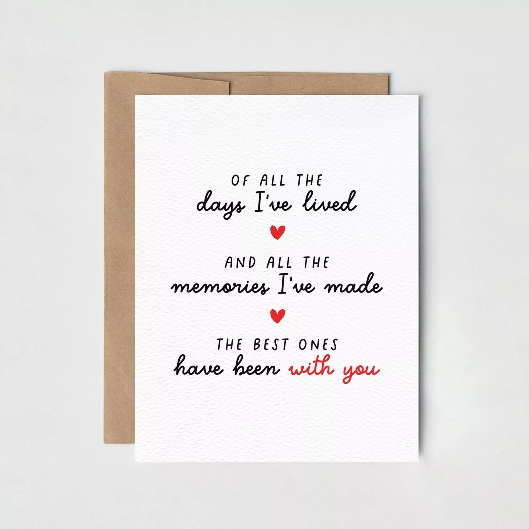 Anniversary Card, Romantic Birthday, Love Card: Red Envelopes / Clear Protective Sleeves