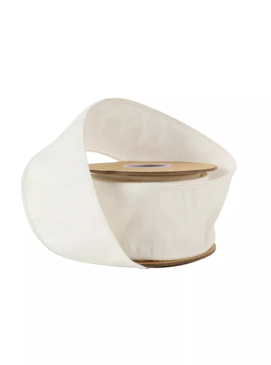 Antique White Dupioni Wired Ribbon 2.5"