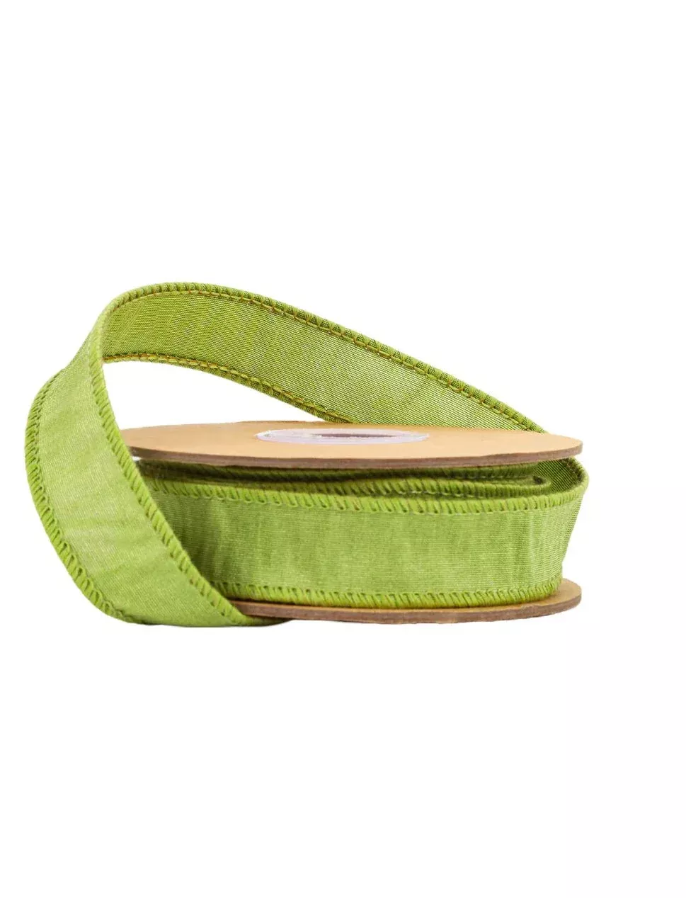 Apple Green Dupioni Wired Ribbon 1"