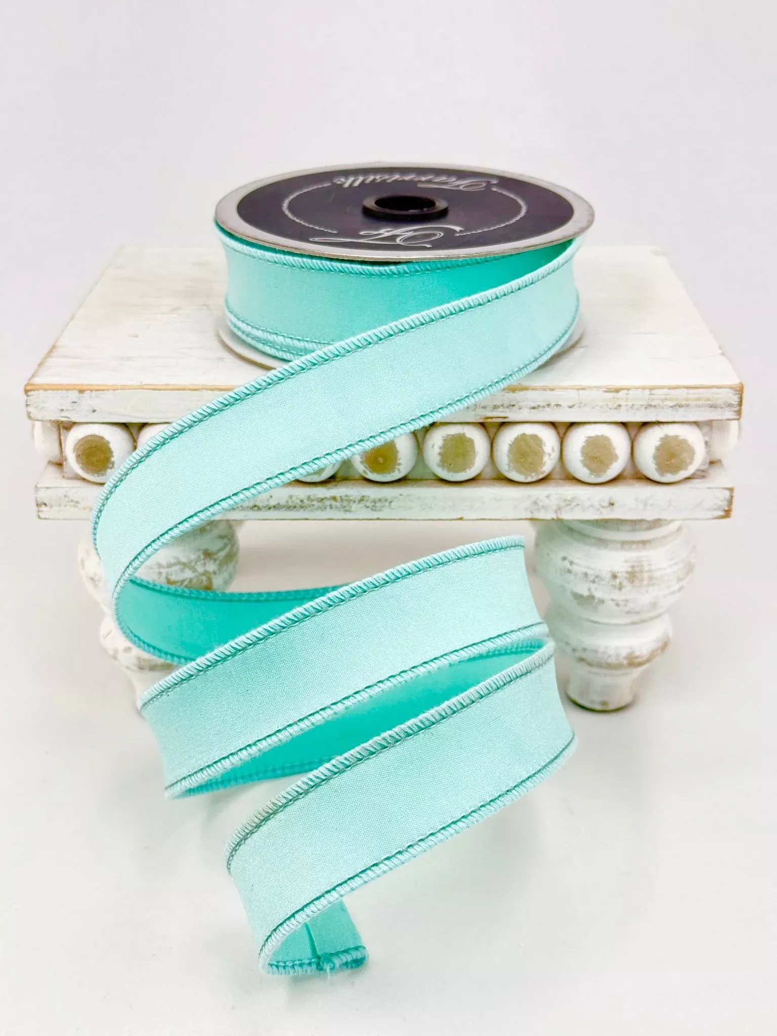 Aqua blue taffeta1” farrisilk wired ribbon