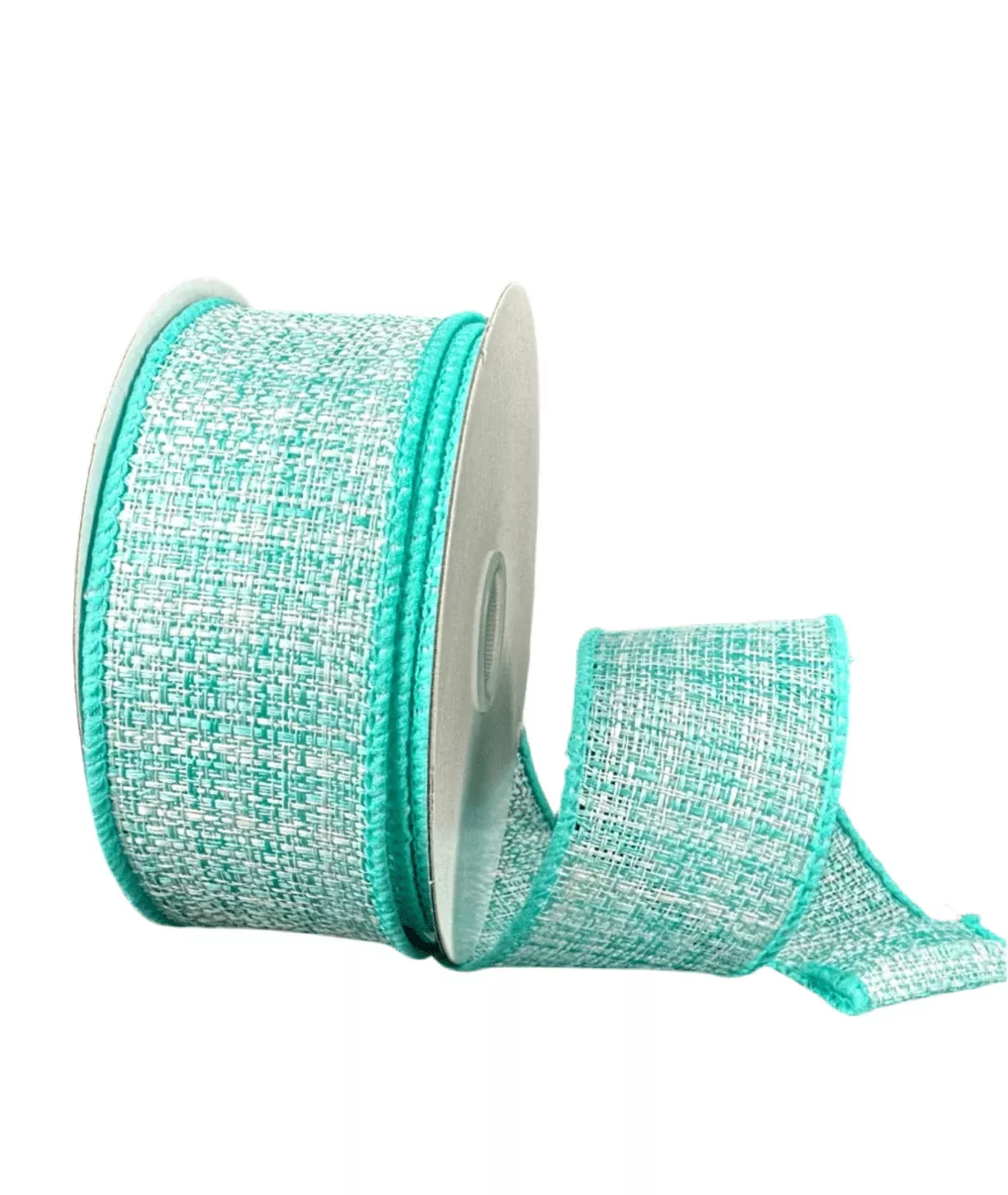 Aqua blue tweed wired ribbon, 1.5”