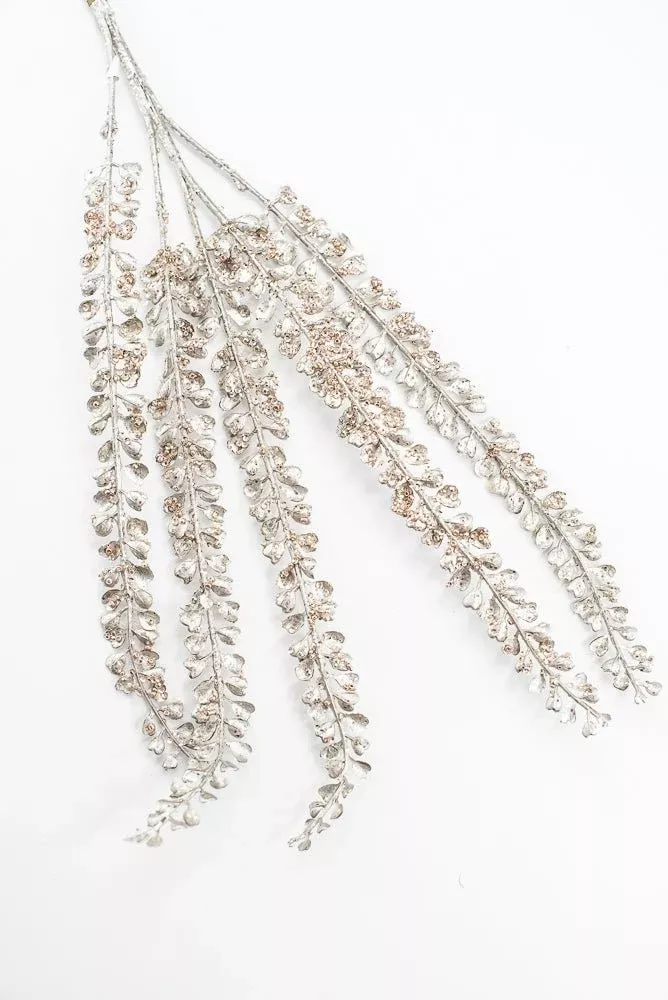Artificial Champagne Beaded Leaf Spray - 29"