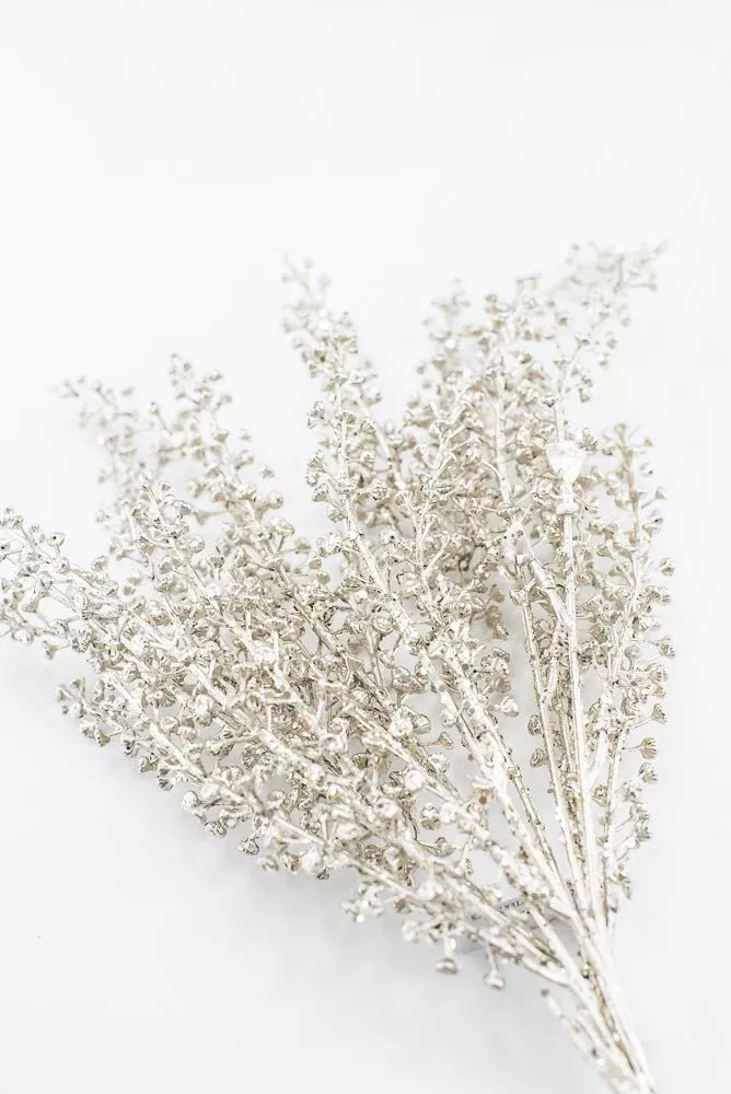 Artificial Champagne Sequin & Glitter Baby's Breath Bundle - 20"