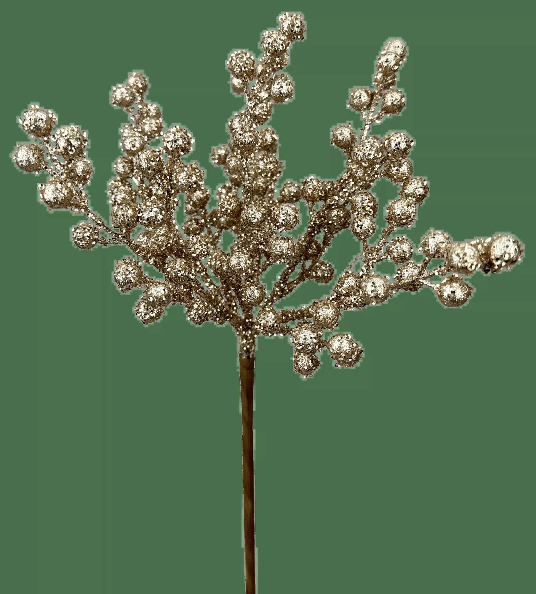 Artificial Champagne Sparkly Berry Bush - 12"