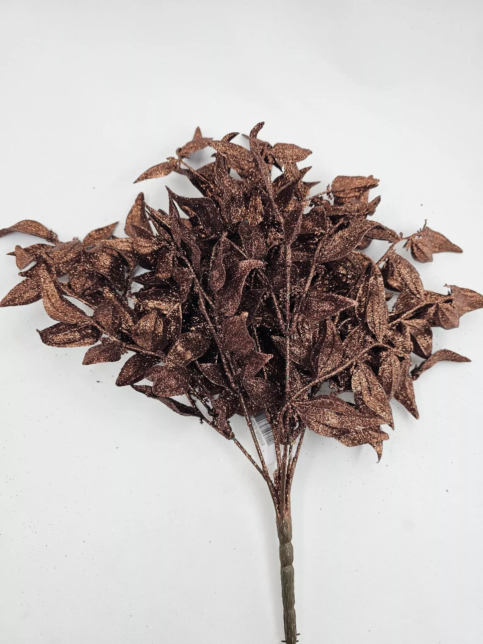 Artificial Copper Leaf With Glitter Bush - 17"