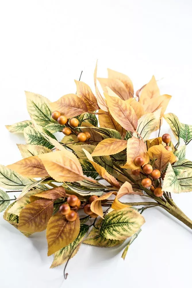 Artificial Fall Birch Leaf Berry Spray - 21"