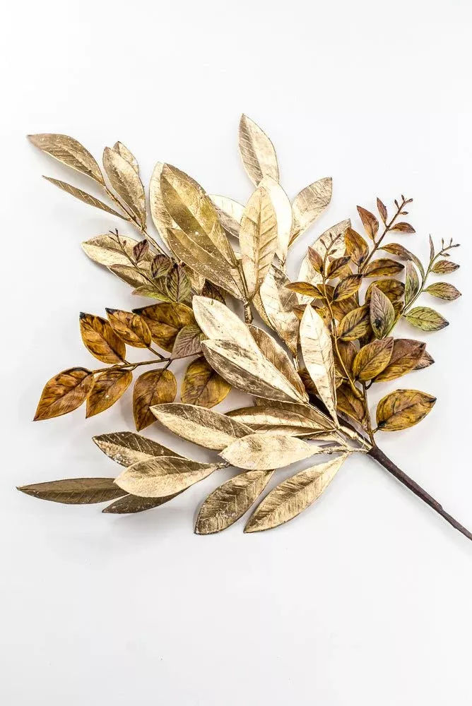 Artificial Gold & Brown Laurel Leaf - 26"