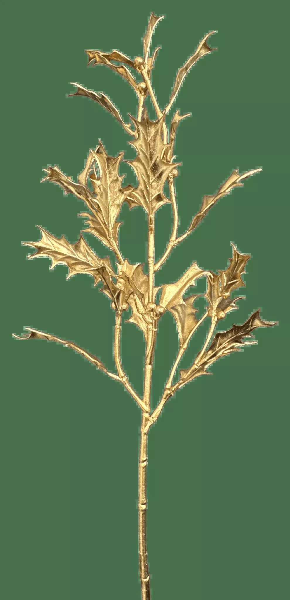 Artificial Gold Metallic Holly Spray - 22"