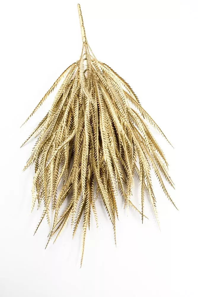 Artificial, Gold, Saw Tooth With Glitter Bush - 21"
