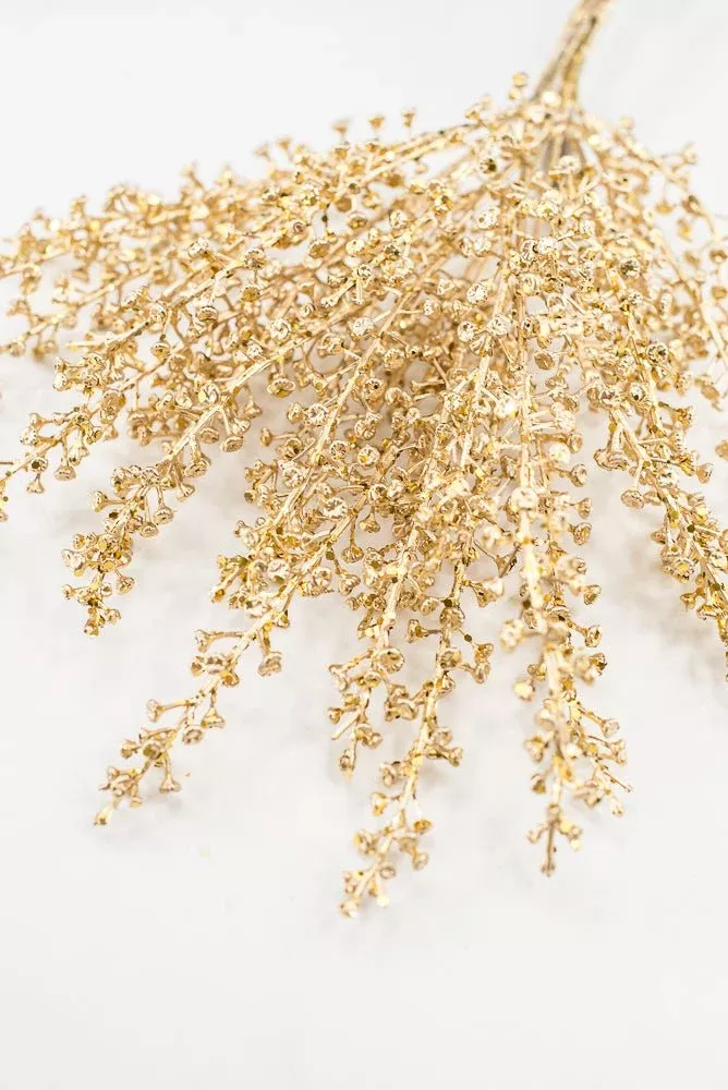 Artificial Gold Sequin & Glitter Baby's Breath Bundle - 20"