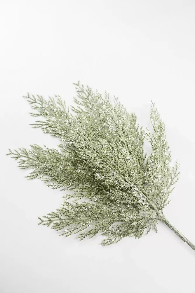Artificial Green Glittered Cedar Spray - 27"