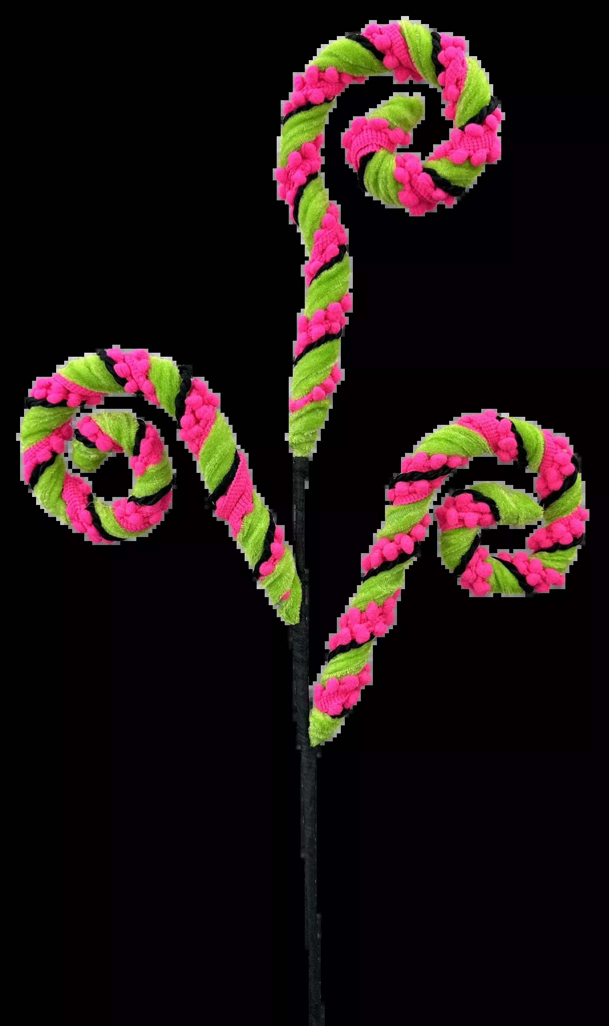 Artificial Hot Pink Stripe Spiral Curly Spray - 28"
