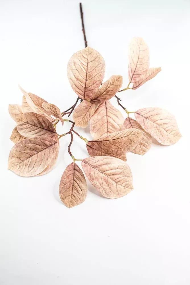 Artificial Magnolia Leaves Spray - beige brown