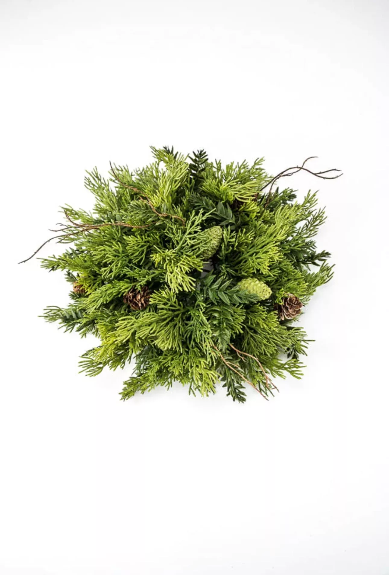 Artificial mixed evergreen greenery half sphere