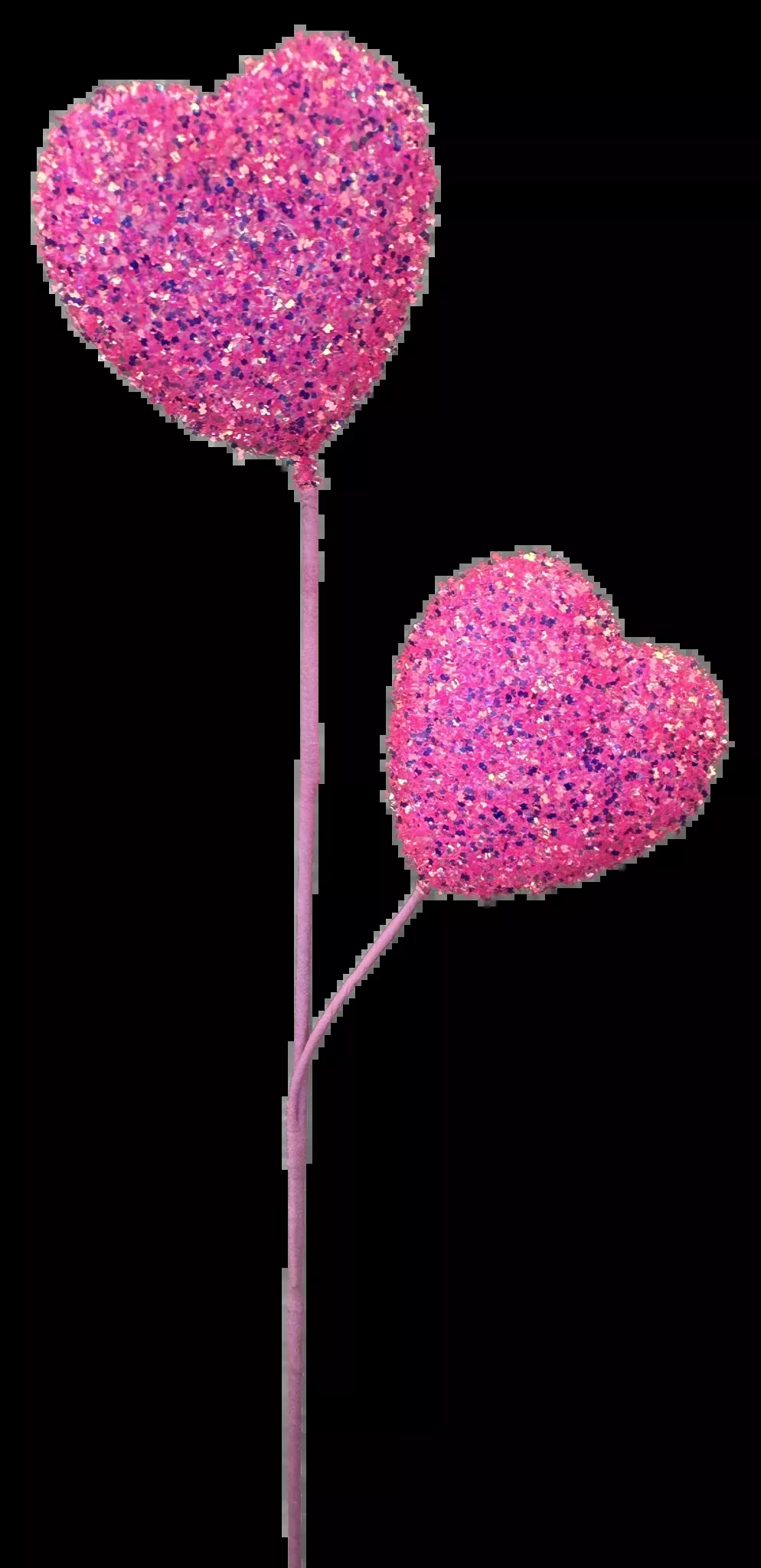 Artificial Pink Frizzy Heart Spray - 24"
