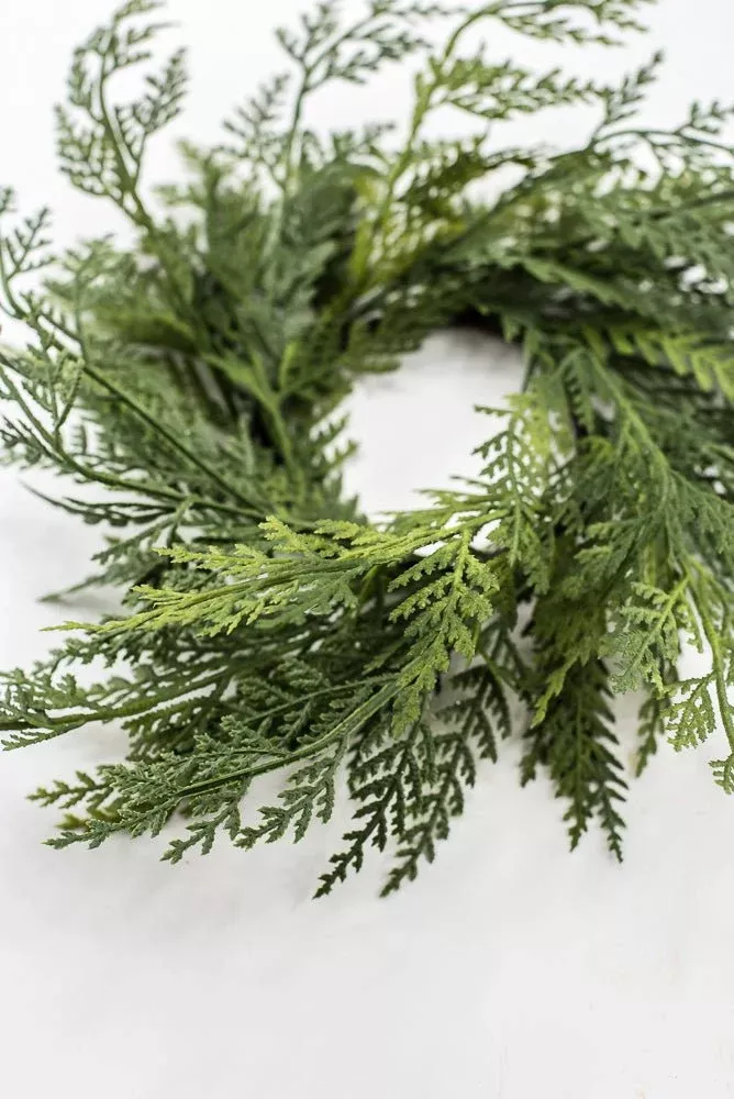 Artificial Real Touch Greenery Candle Ring - 12"