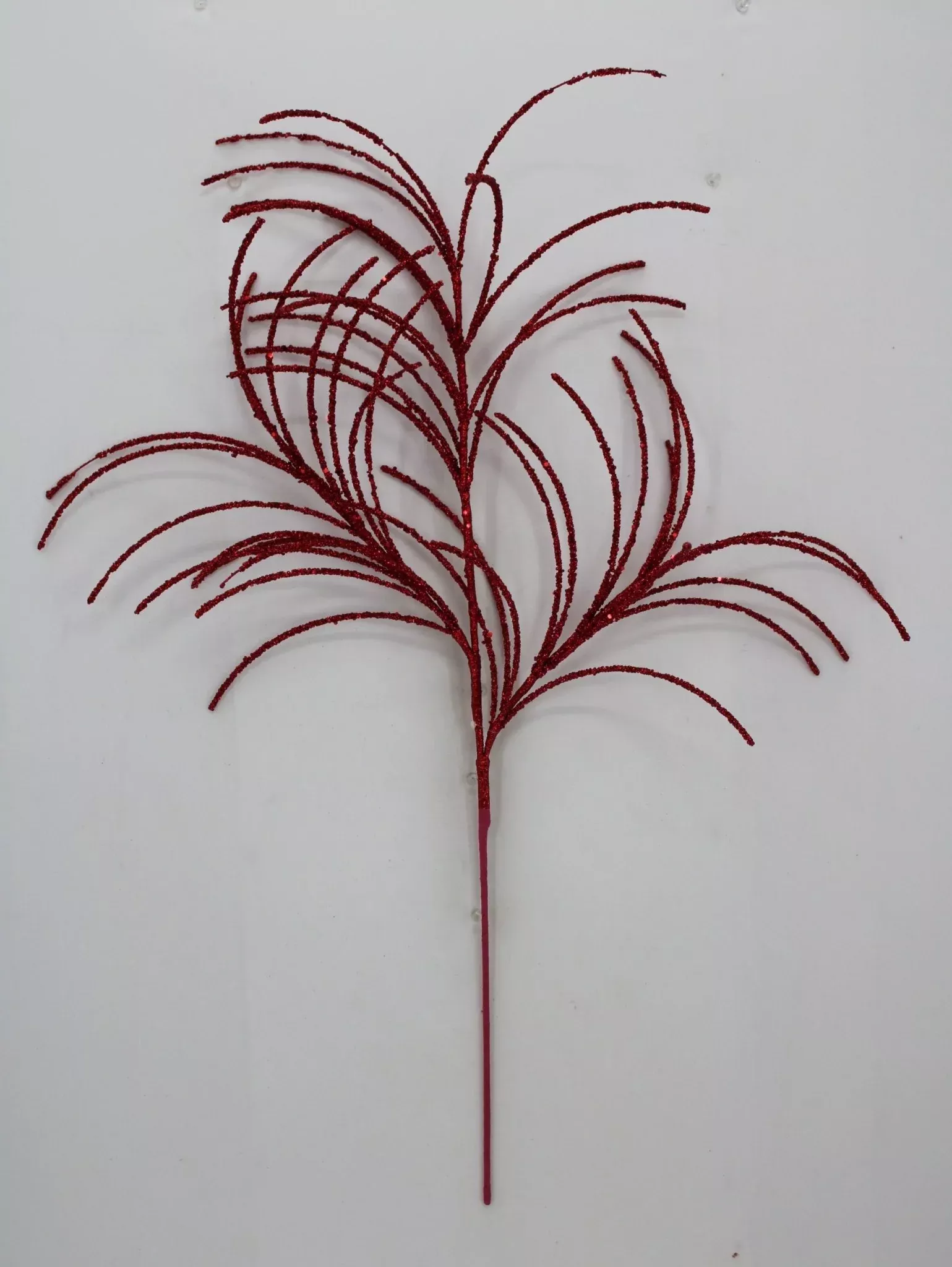 Artificial Red Glitter Grass Spray - 33"