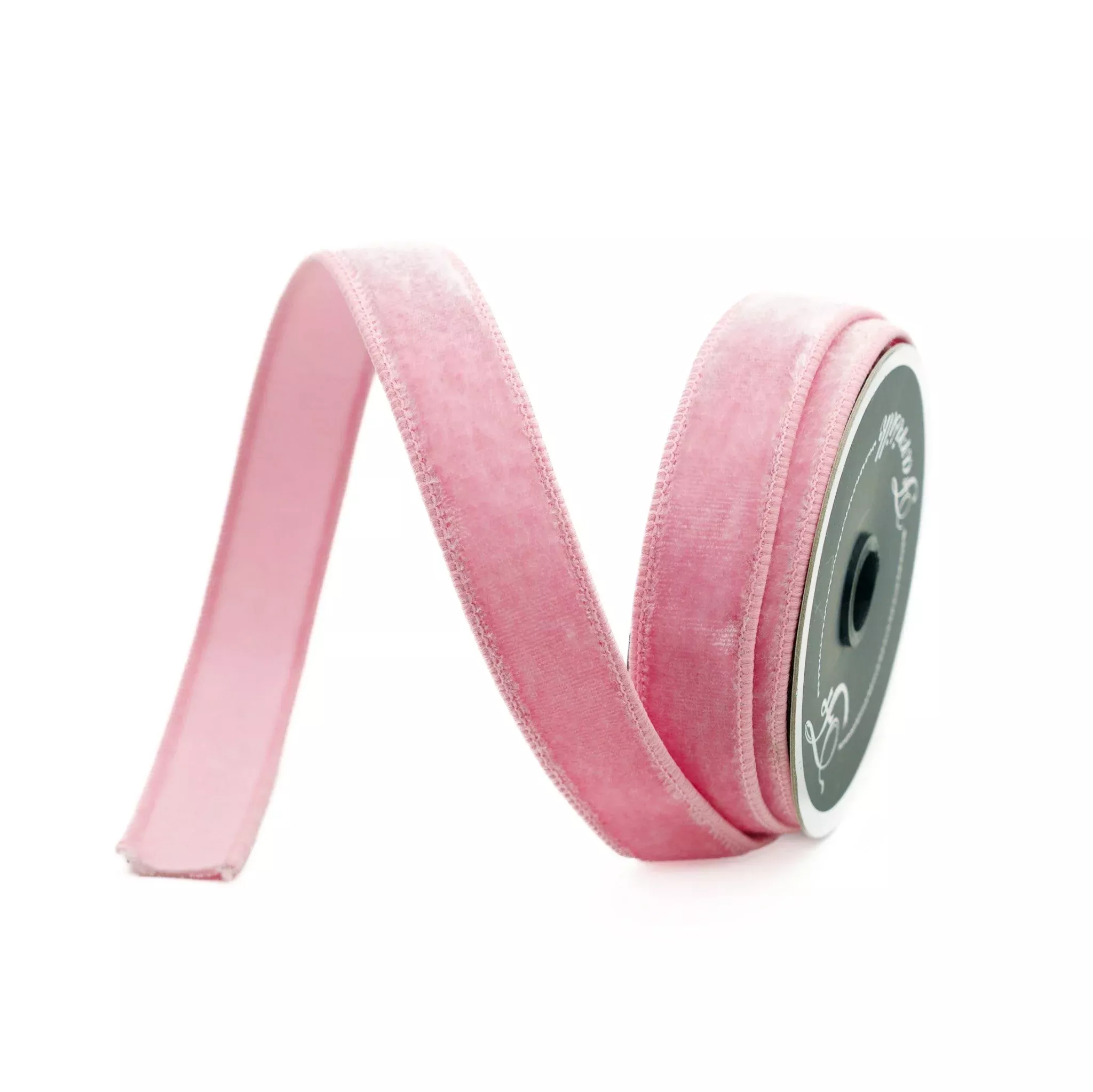 Baby Pink Velvet Farrisilk Wired Ribbon - 1"