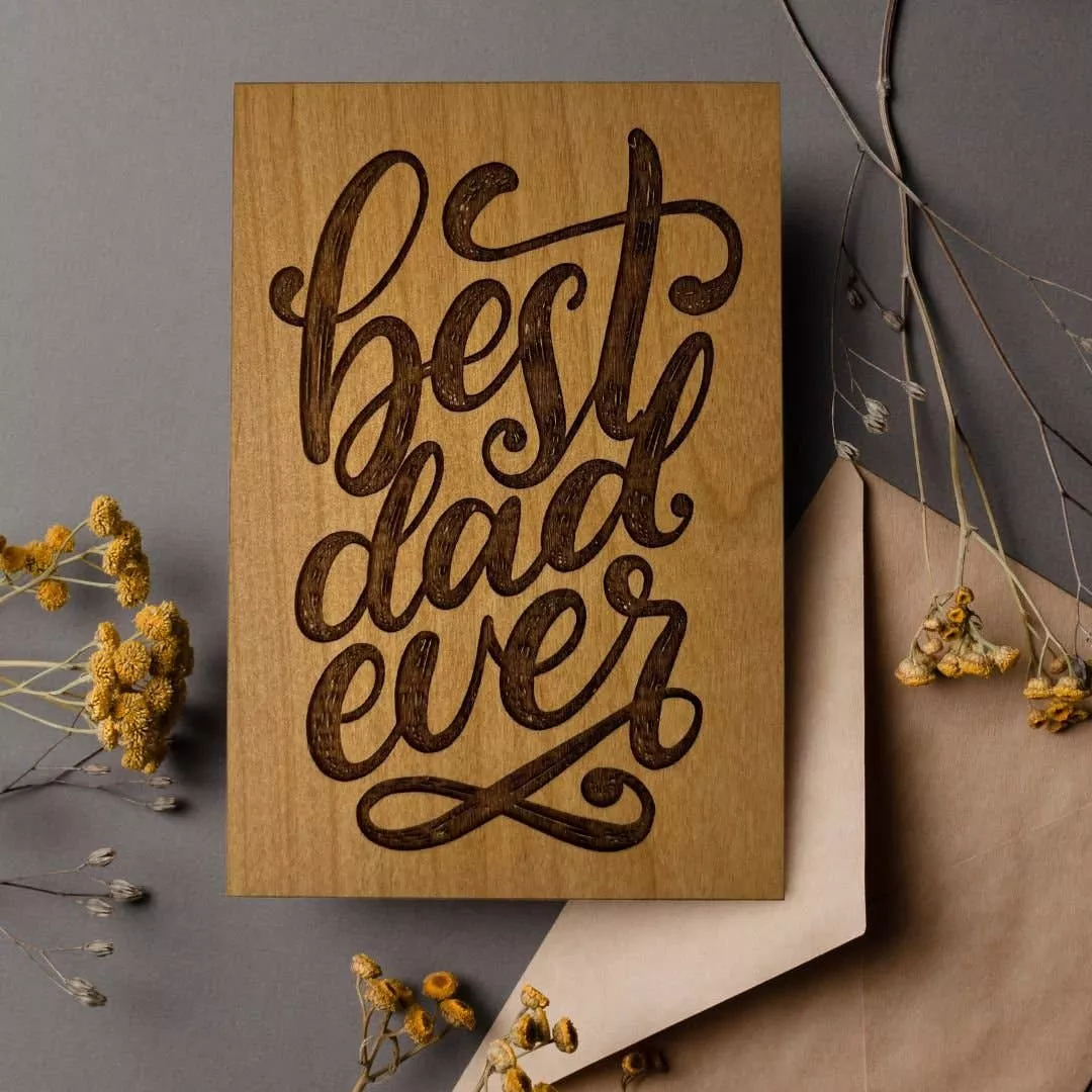 Best Dad Ever | Wood Greeting Card