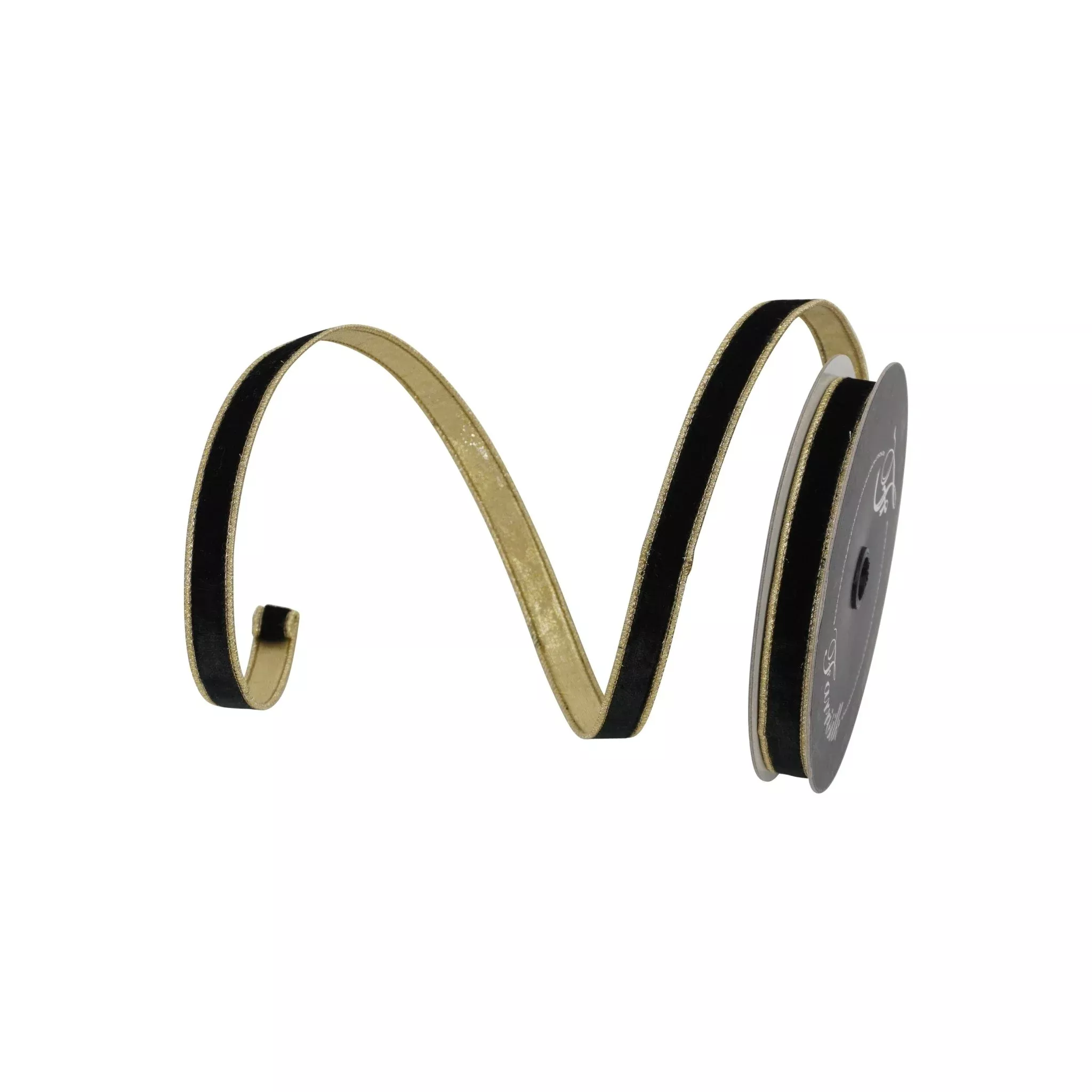 Black Flashy Velvet Farrisilk Wired Ribbon - .75"