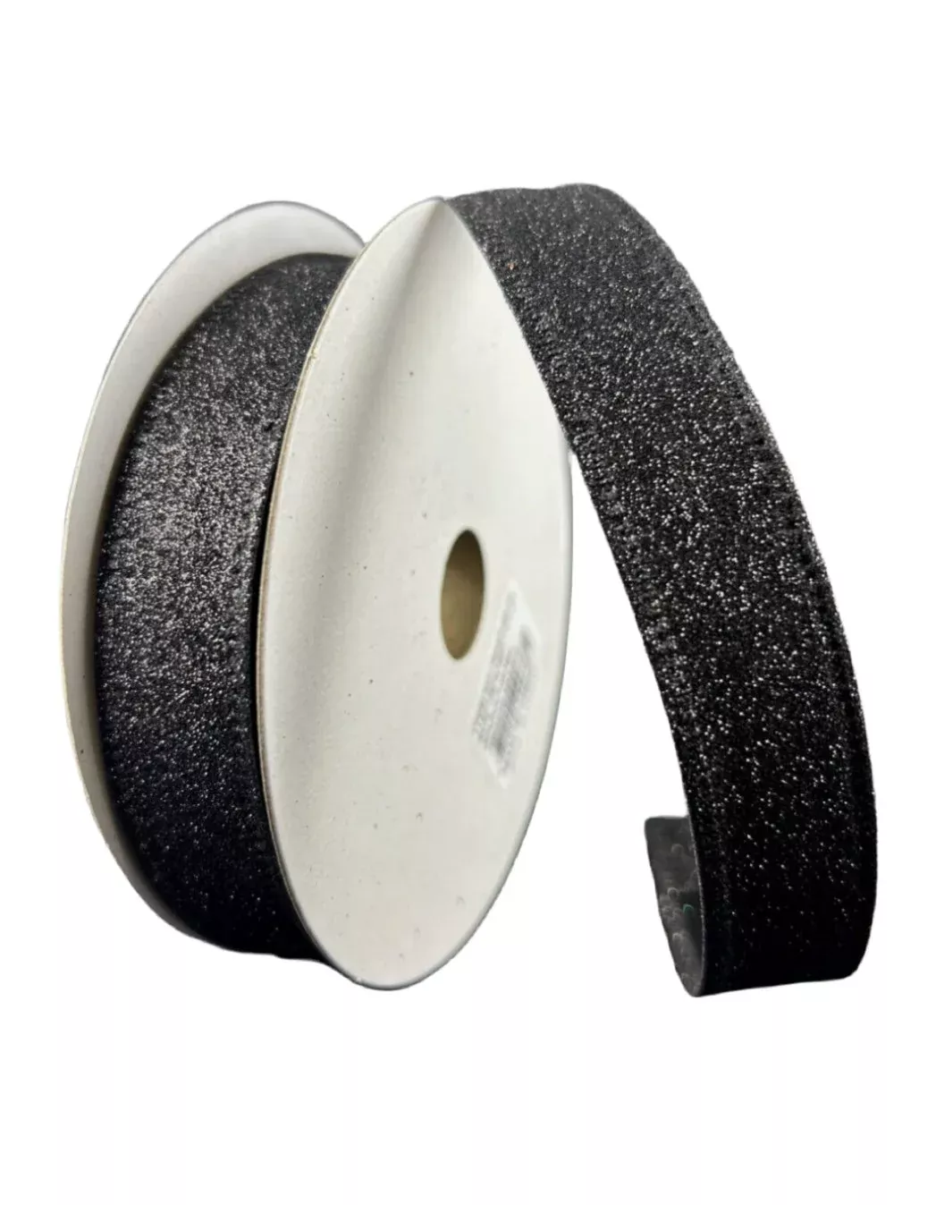 Black, Flat Glitter, Wired Ribbon 7/8”