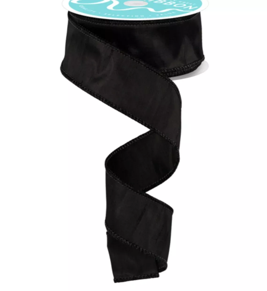 Black metallic solid wired faux dupioni 1.5”