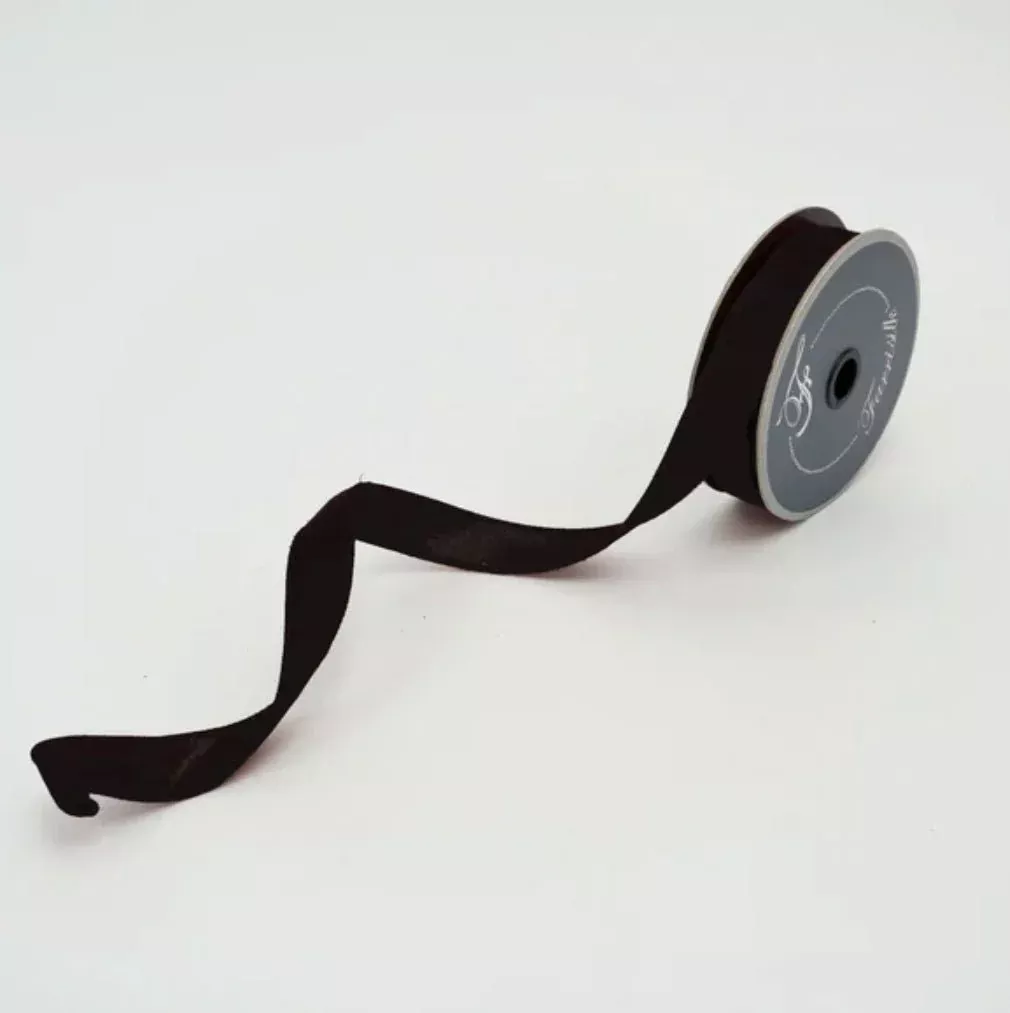 Black plush velvet luster .75” farrisilk wired ribbon