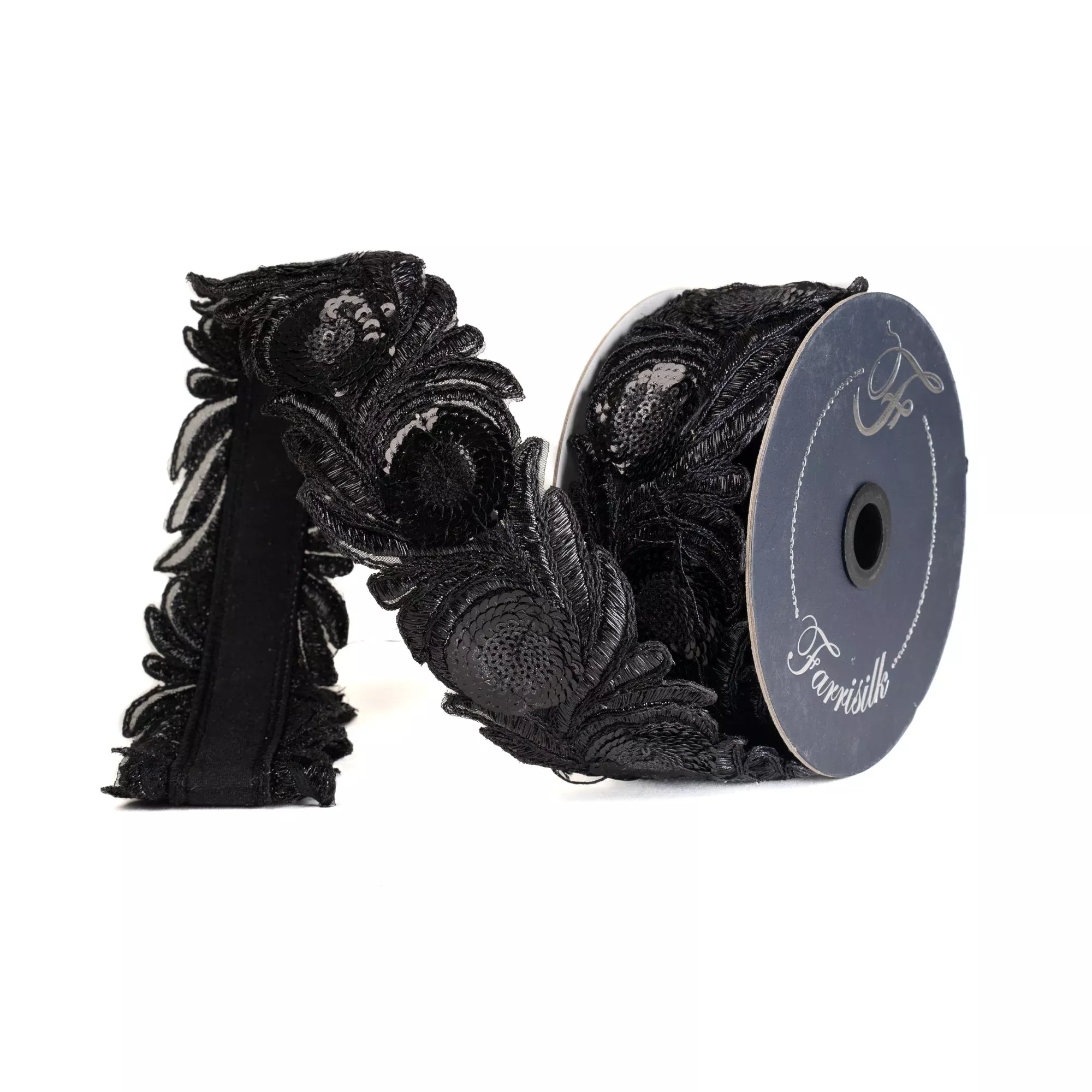 Black Raven Quills Farrisilk Wired Ribbon - 2.5"