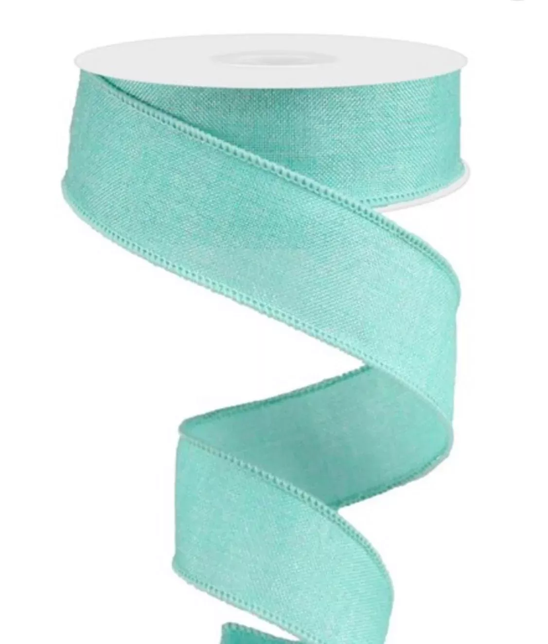 Blue Aqua linen shimmer wired ribbon 1.5”