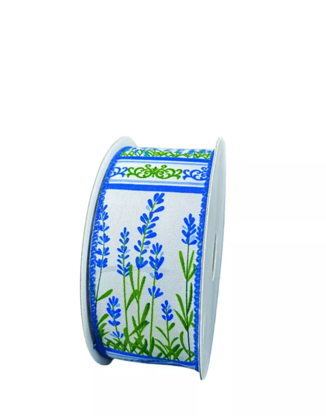 Blue Bonnet Floral Wired Ribbon, 1.5”