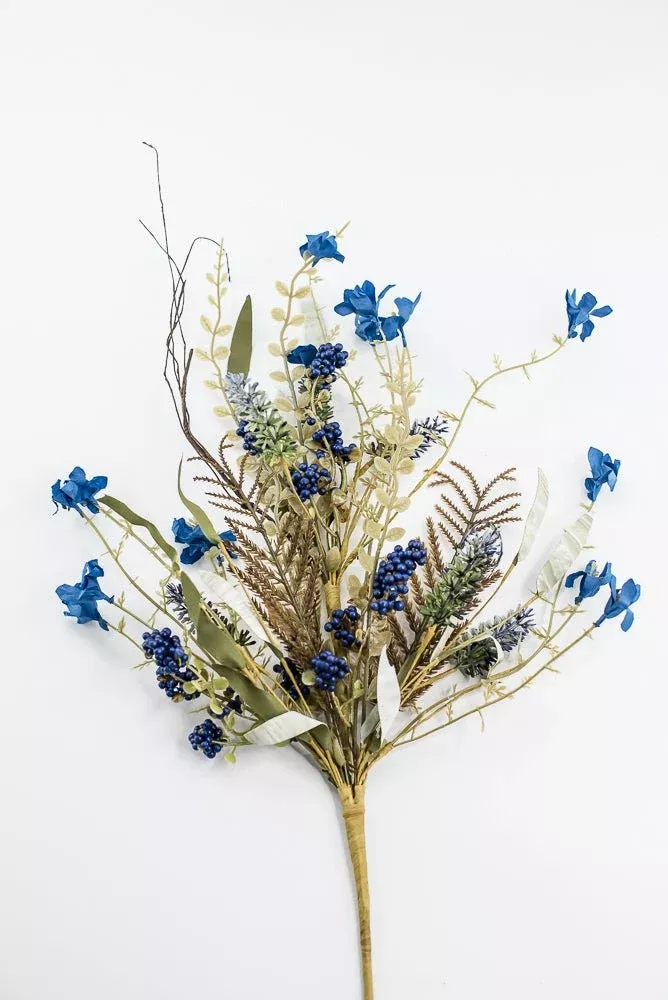 Blue, filler, and berry floral spray 60919 - blue 63048