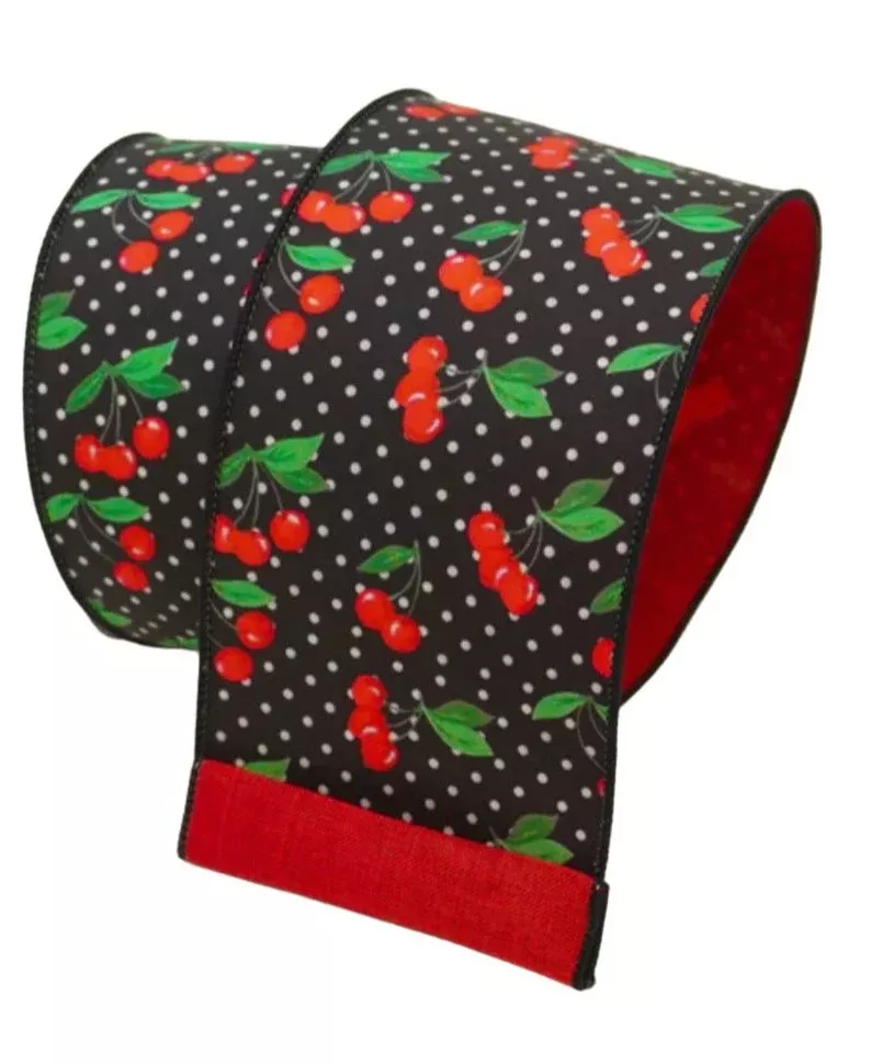 Cherry dots 2.5” farrisilk wired ribbon