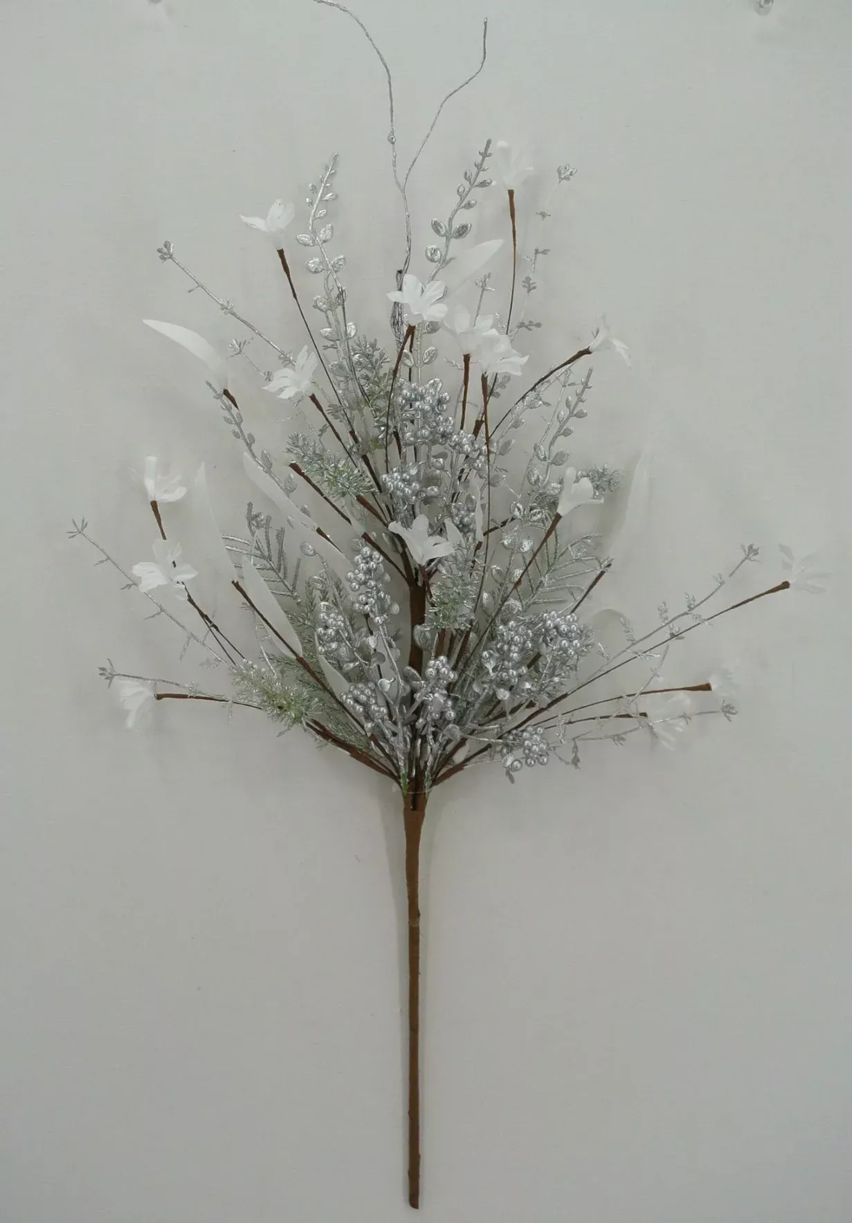 Christmas Fern and berry spray - silver 63526
