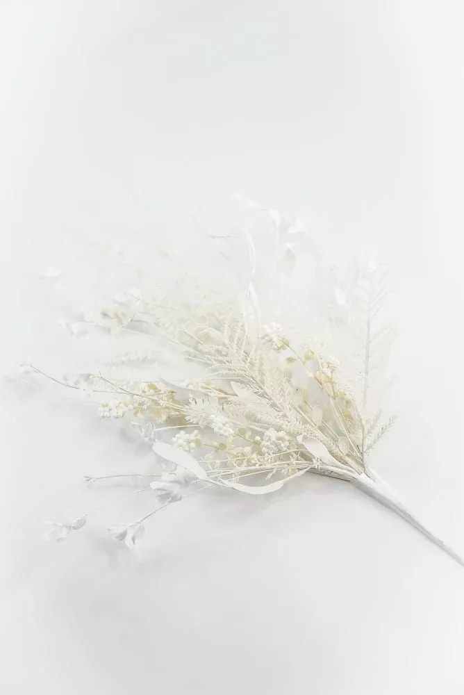 Christmas Fern and berry spray - white- 63526