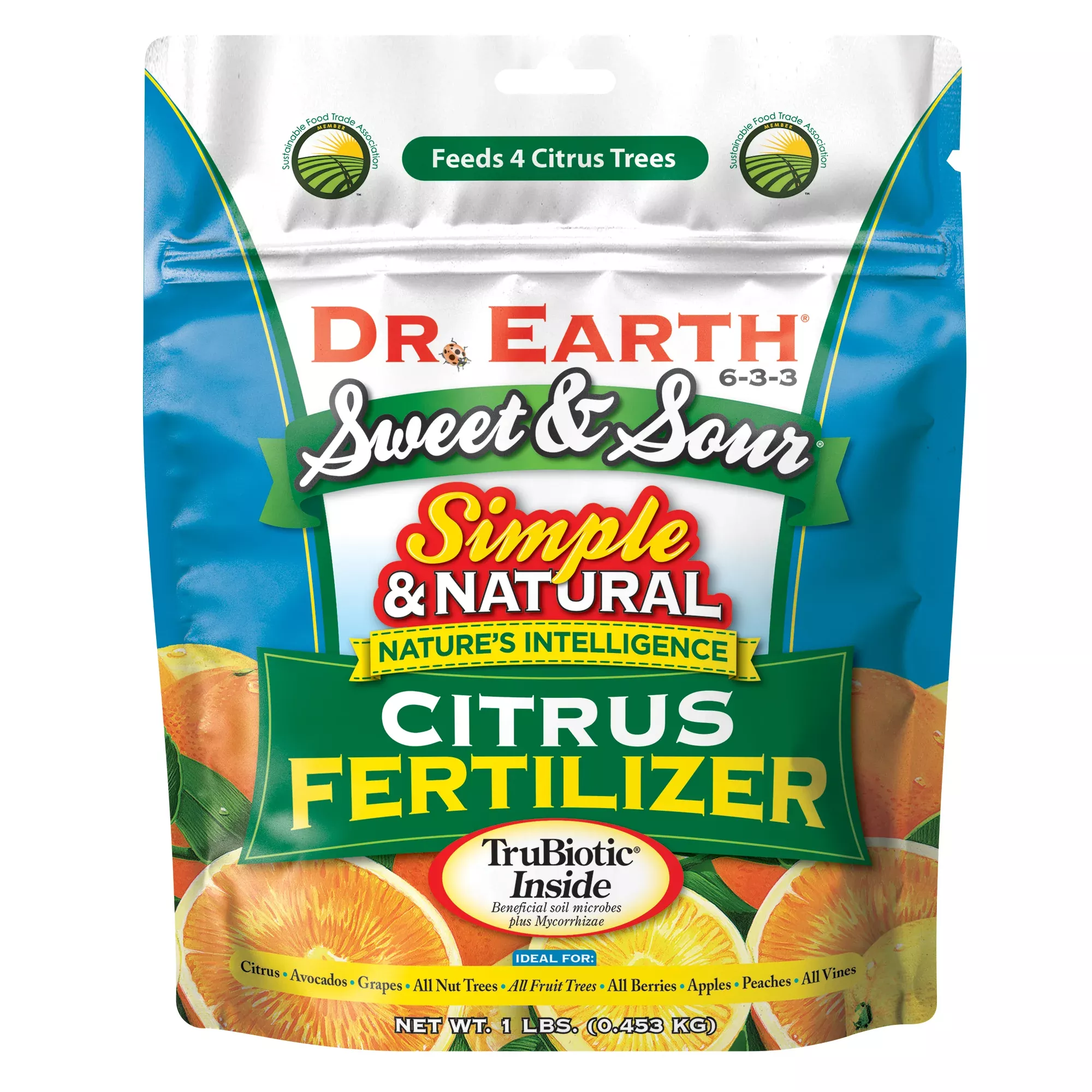 Dr. Earth Organic and Natural Sweet & Sour Citrus Fertilizer 6-3-3, Feed 4 Trees