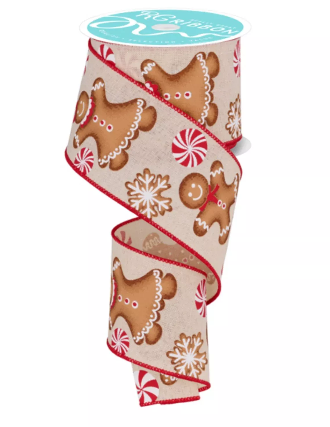 Gingerbread man wired ribbon , 2.5"