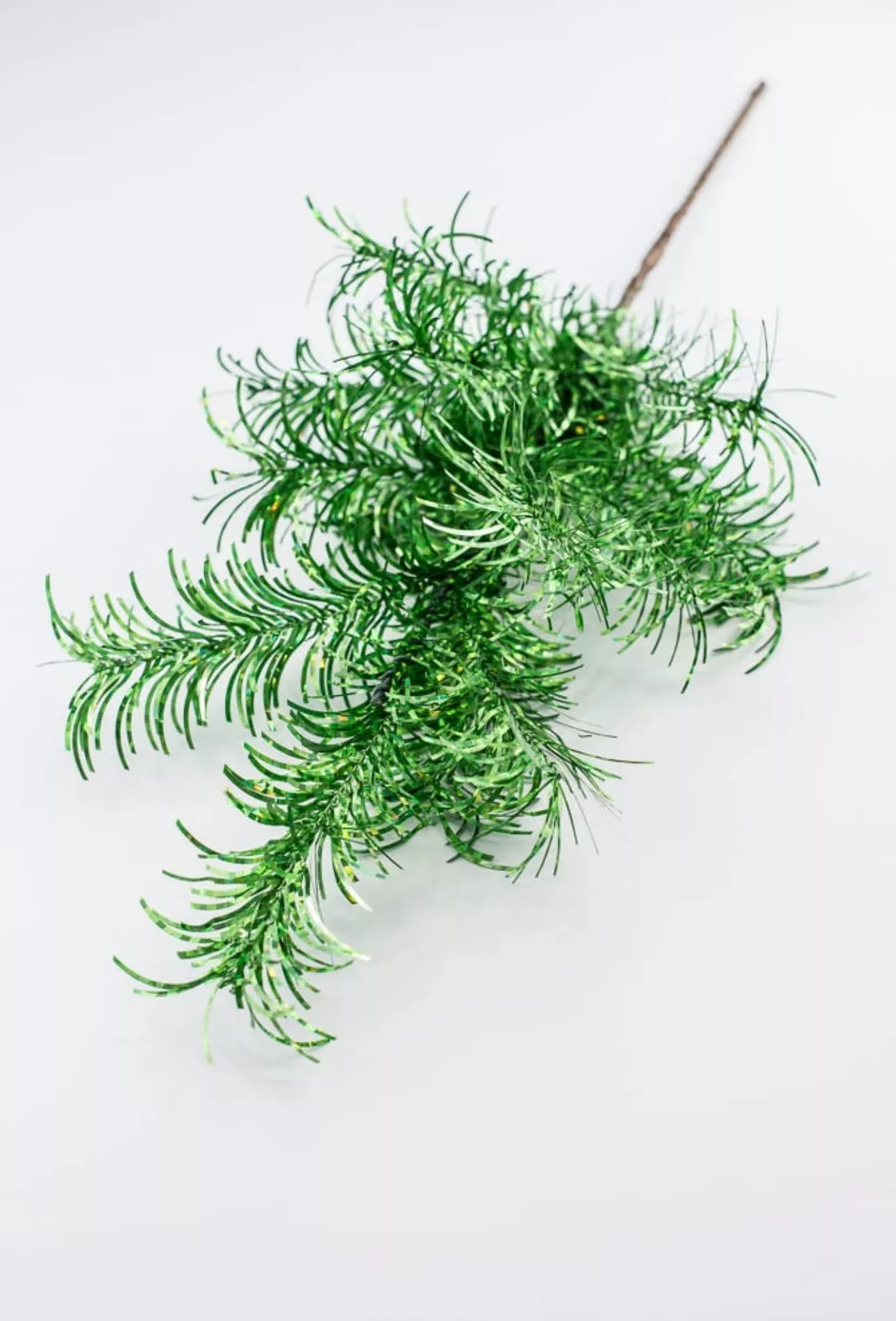 Green tinsel spray