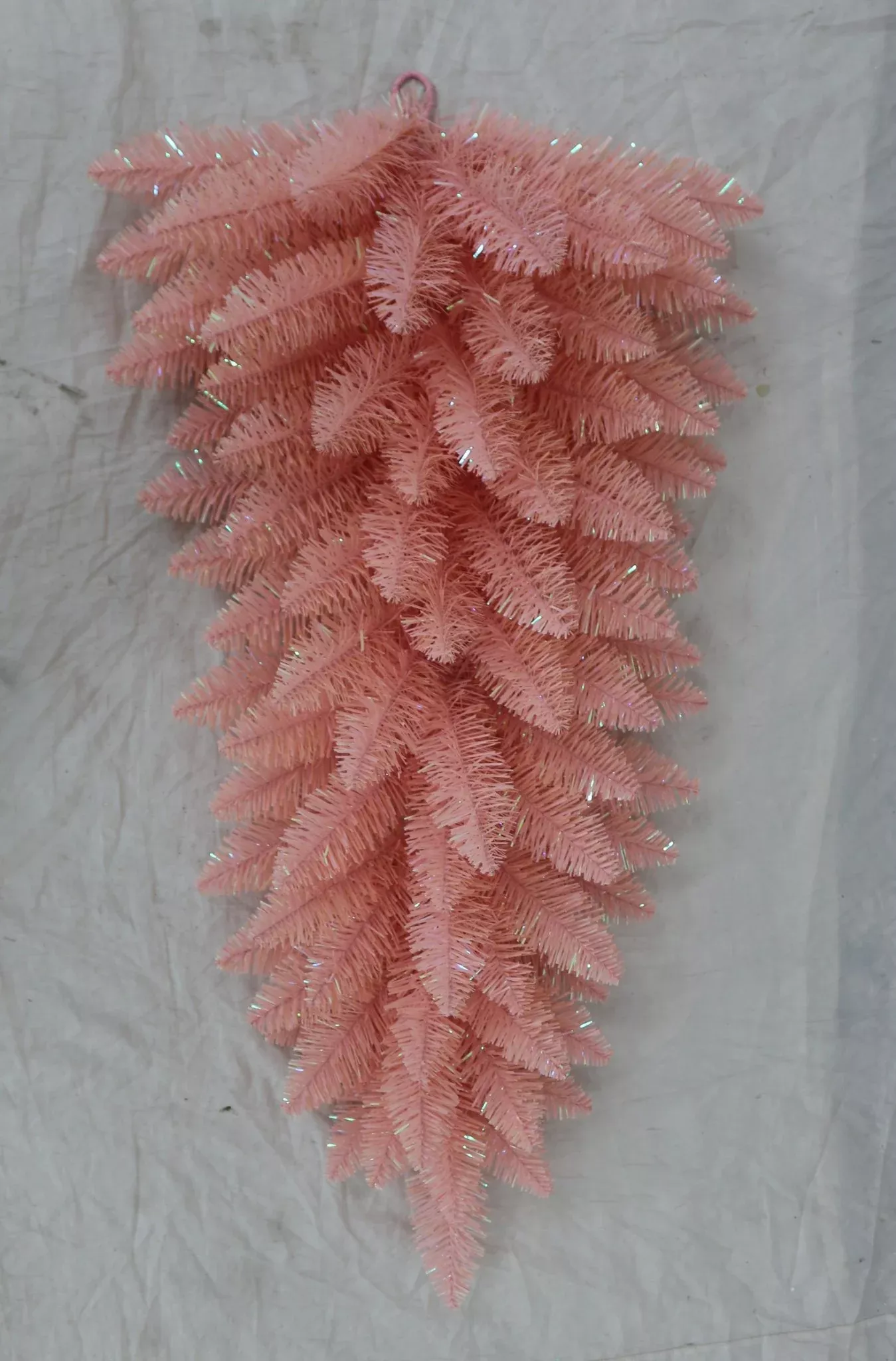 PVC Pink Pine Tinsel Teardrop Swag Base - 30"