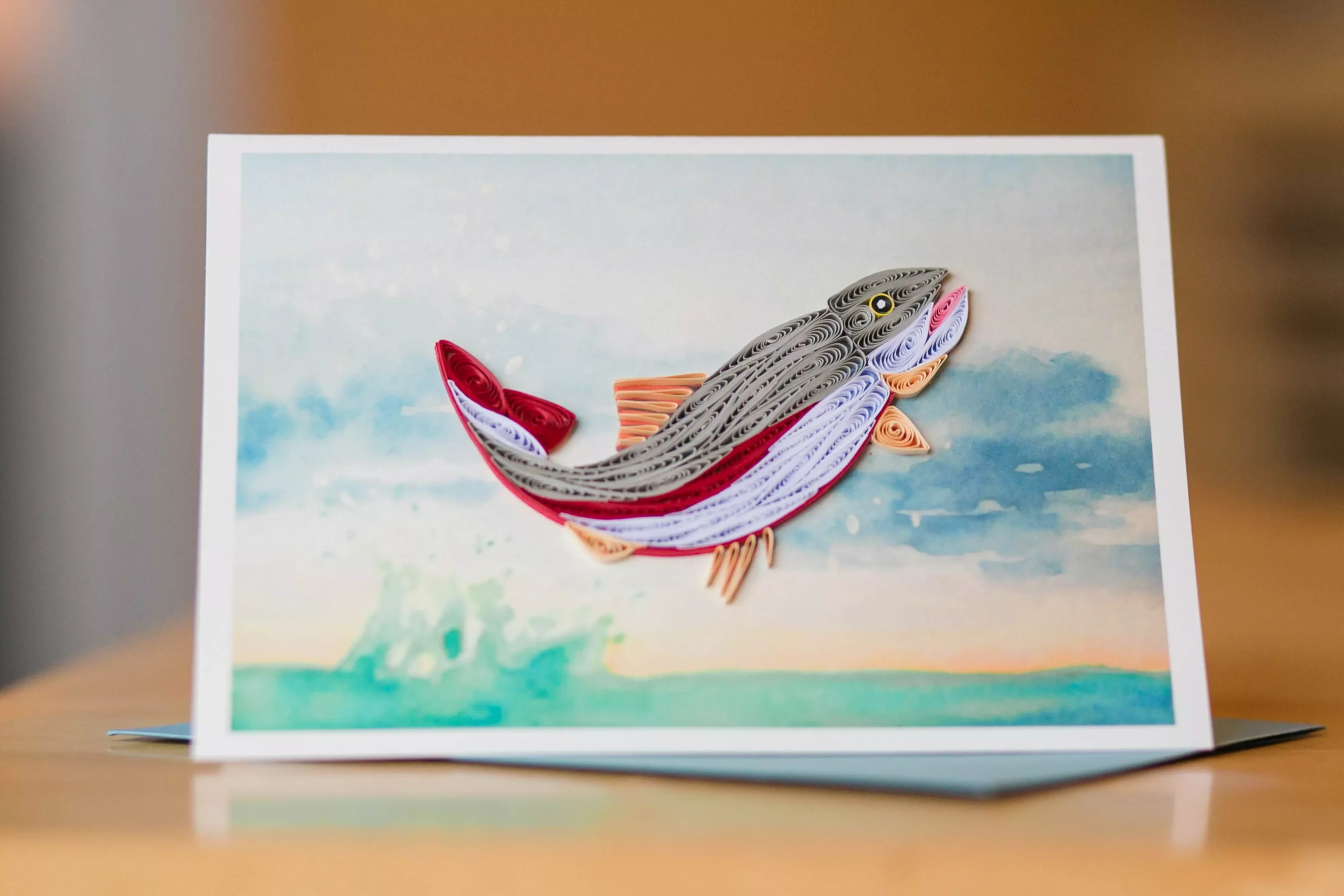 Rainbow Trout Quilling Card