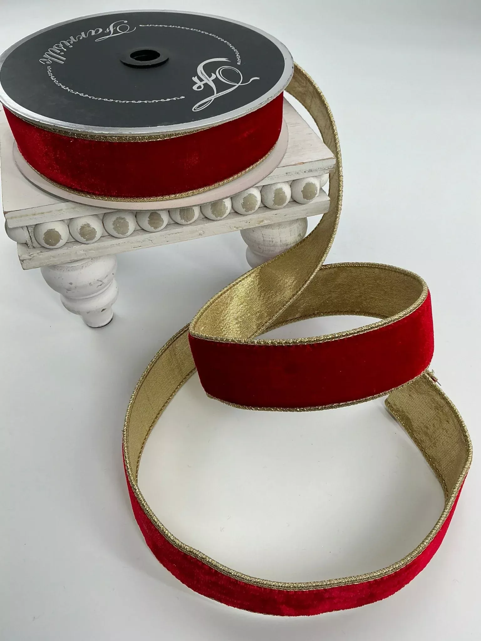 Red flashy velvet luster 1.5” farrisilk wired ribbon