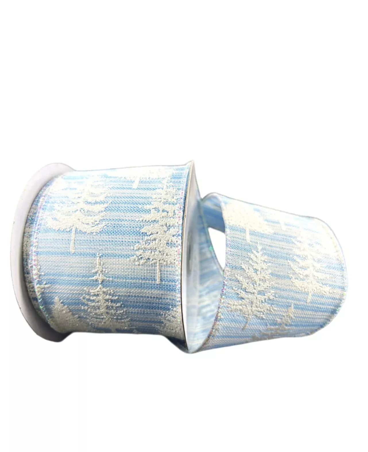 Shimmering pine trees wired ribbon , 2.5"