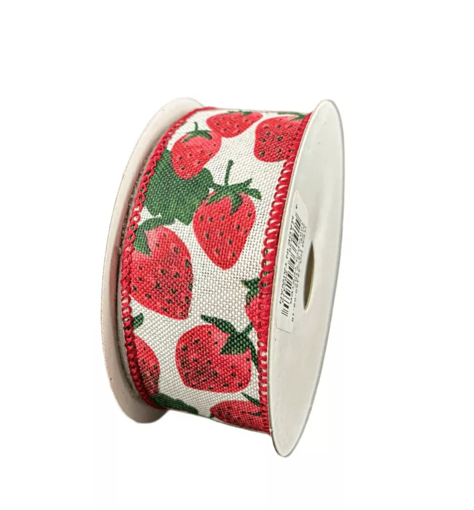 Strawberry,1.5" Wired Ribbon
