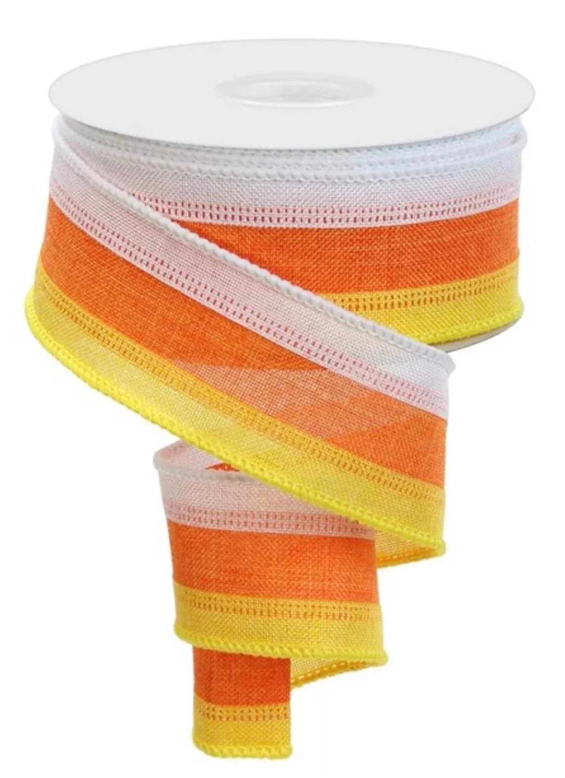stripe wired ribbon- yellow, orange, and white 1.5”