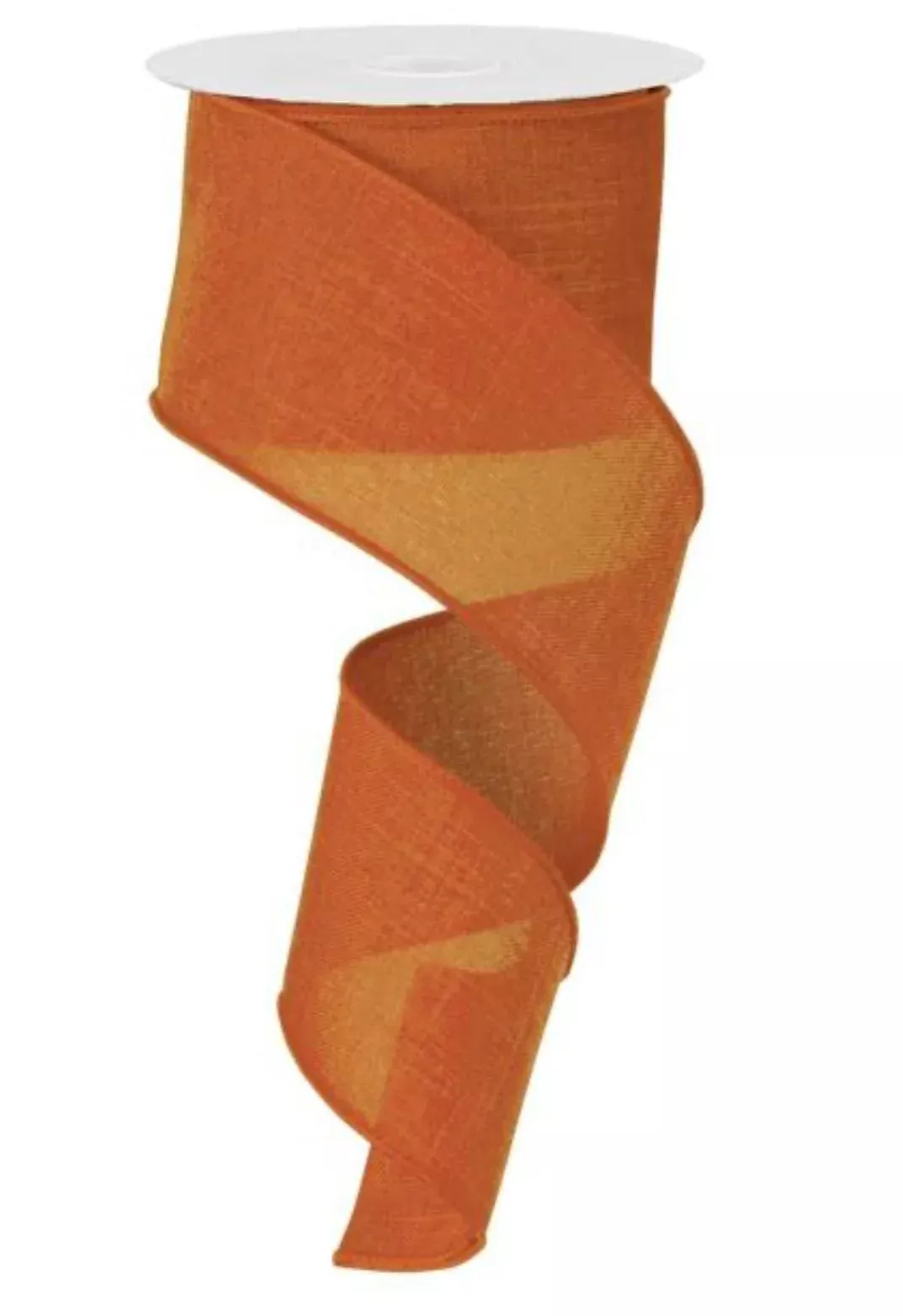 Talisman orange, solid poly linen, ribbon 2.5”