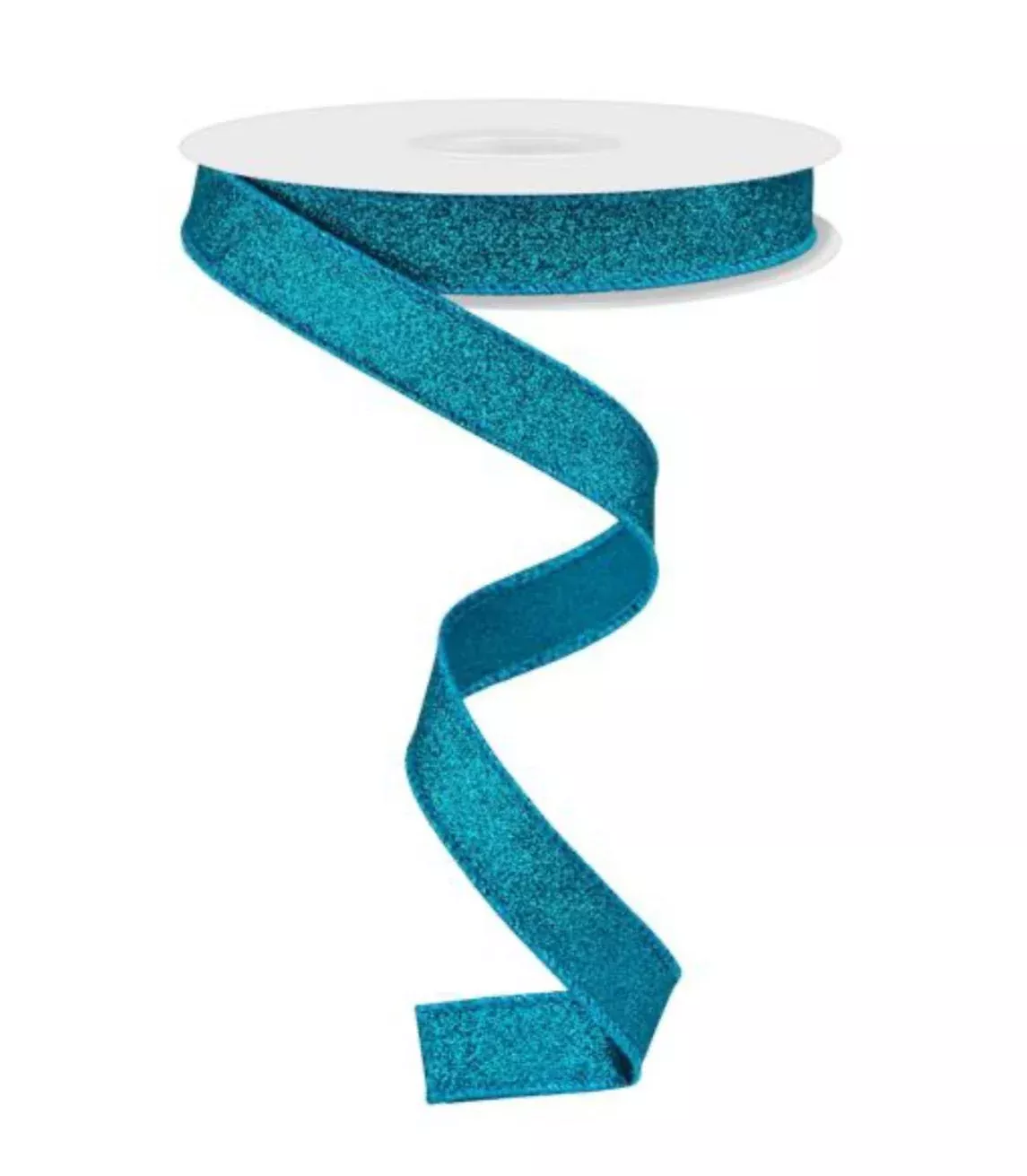 Teal shimmer 5/8” skinny wired ribbon