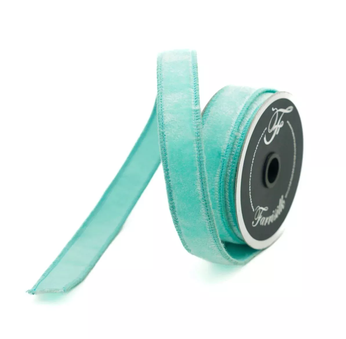 Tiffany blue plush velvet luster 1” farrisilk wired ribbon