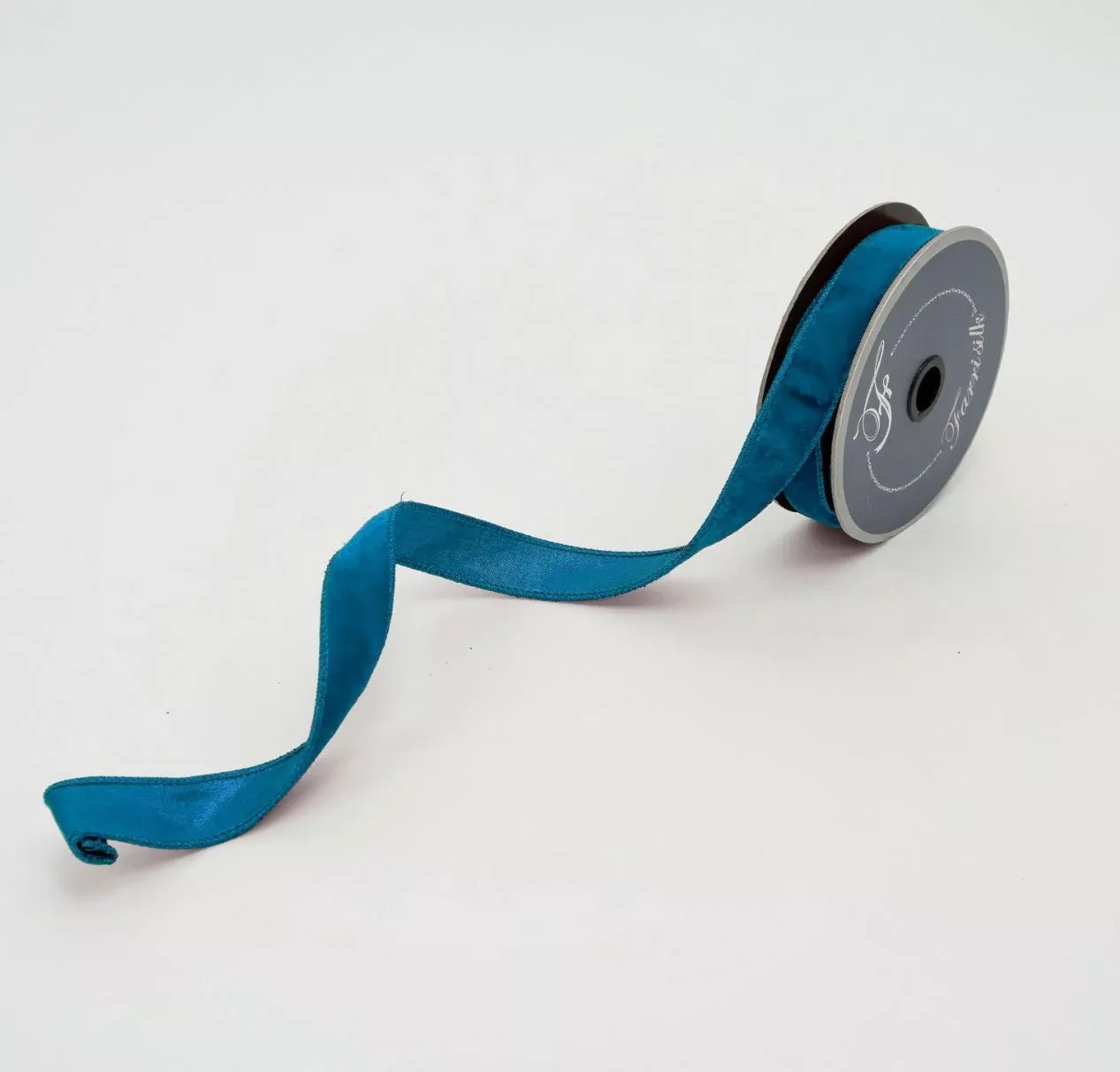 Turquoise velvet luster 1” farrisilk wired ribbon